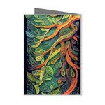 Outdoors Night Setting Scene Forest Woods Light Moonlight Nature Wilderness Leaves Branches Abstract Mini Greeting Cards (Pkg of 8)