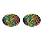 Outdoors Night Setting Scene Forest Woods Light Moonlight Nature Wilderness Leaves Branches Abstract Cufflinks (Oval)