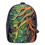 Outdoors Night Setting Scene Forest Woods Light Moonlight Nature Wilderness Leaves Branches Abstract School Bag (Large)