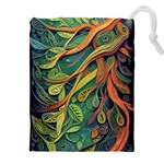 Outdoors Night Setting Scene Forest Woods Light Moonlight Nature Wilderness Leaves Branches Abstract Drawstring Pouch (5XL)
