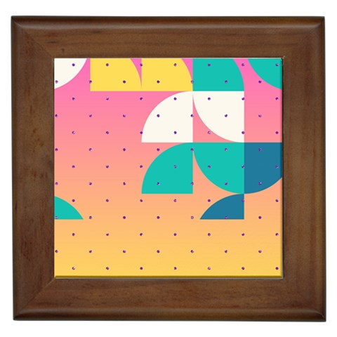 Abstract Geometric Bauhaus Polka Dots Retro Memphis Art Framed Tile from ZippyPress Front