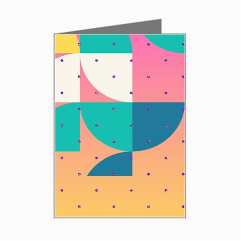 Abstract Geometric Bauhaus Polka Dots Retro Memphis Art Mini Greeting Card from ZippyPress Left