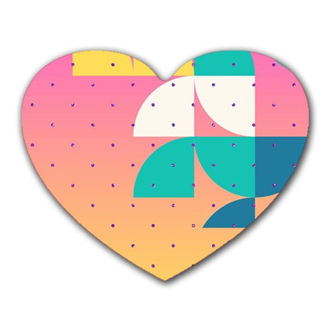 Abstract Geometric Bauhaus Polka Dots Retro Memphis Art Heart Mousepad from ZippyPress Front