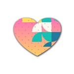 Abstract Geometric Bauhaus Polka Dots Retro Memphis Art Rubber Coaster (Heart)