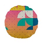 Abstract Geometric Bauhaus Polka Dots Retro Memphis Art Standard 15  Premium Round Cushions