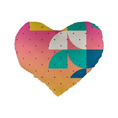 Abstract Geometric Bauhaus Polka Dots Retro Memphis Art Standard 16  Premium Heart Shape Cushions from ZippyPress Back
