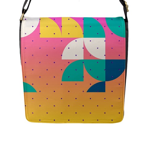 Abstract Geometric Bauhaus Polka Dots Retro Memphis Art Flap Closure Messenger Bag (L) from ZippyPress Front