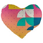 Abstract Geometric Bauhaus Polka Dots Retro Memphis Art Large 19  Premium Flano Heart Shape Cushions