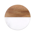 Abstract Geometric Bauhaus Polka Dots Retro Memphis Art Classic Marble Wood Coaster (Round) 