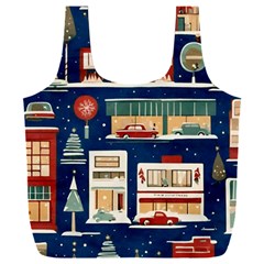 Cars Snow City Landscape Vintage Old Time Retro Pattern Full Print Recycle Bag (XXL) from ZippyPress Front