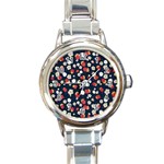 Flowers Pattern Floral Antique Floral Nature Flower Graphic Round Italian Charm Watch