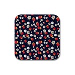 Flowers Pattern Floral Antique Floral Nature Flower Graphic Rubber Square Coaster (4 pack)