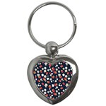 Flowers Pattern Floral Antique Floral Nature Flower Graphic Key Chain (Heart)