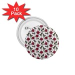 Roses Flowers Leaves Pattern Scrapbook Paper Floral Background 1.75  Buttons (10 pack)