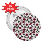 Roses Flowers Leaves Pattern Scrapbook Paper Floral Background 2.25  Buttons (10 pack) 