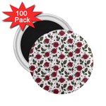 Roses Flowers Leaves Pattern Scrapbook Paper Floral Background 2.25  Magnets (100 pack) 