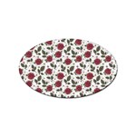 Roses Flowers Leaves Pattern Scrapbook Paper Floral Background Sticker (Oval)