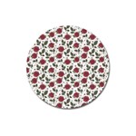 Roses Flowers Leaves Pattern Scrapbook Paper Floral Background Magnet 3  (Round)