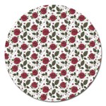 Roses Flowers Leaves Pattern Scrapbook Paper Floral Background Magnet 5  (Round)