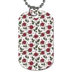 Roses Flowers Leaves Pattern Scrapbook Paper Floral Background Dog Tag (Two Sides)