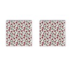 Roses Flowers Leaves Pattern Scrapbook Paper Floral Background Cufflinks (Square)