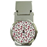 Roses Flowers Leaves Pattern Scrapbook Paper Floral Background Money Clip Watches