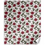 Roses Flowers Leaves Pattern Scrapbook Paper Floral Background Canvas 8  x 10 