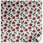 Roses Flowers Leaves Pattern Scrapbook Paper Floral Background Canvas 16  x 16 