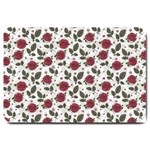 Roses Flowers Leaves Pattern Scrapbook Paper Floral Background Large Doormat