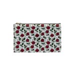Roses Flowers Leaves Pattern Scrapbook Paper Floral Background Cosmetic Bag (Small)