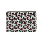 Roses Flowers Leaves Pattern Scrapbook Paper Floral Background Cosmetic Bag (Medium)