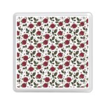 Roses Flowers Leaves Pattern Scrapbook Paper Floral Background Memory Card Reader (Square)