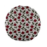 Roses Flowers Leaves Pattern Scrapbook Paper Floral Background Standard 15  Premium Round Cushions