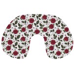 Roses Flowers Leaves Pattern Scrapbook Paper Floral Background Travel Neck Pillow