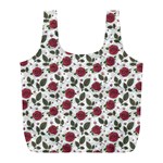Roses Flowers Leaves Pattern Scrapbook Paper Floral Background Full Print Recycle Bag (L)