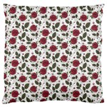 Roses Flowers Leaves Pattern Scrapbook Paper Floral Background Standard Premium Plush Fleece Cushion Case (Two Sides)