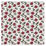 Roses Flowers Leaves Pattern Scrapbook Paper Floral Background Square Satin Scarf (36  x 36 )