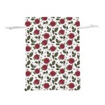 Roses Flowers Leaves Pattern Scrapbook Paper Floral Background Lightweight Drawstring Pouch (M)