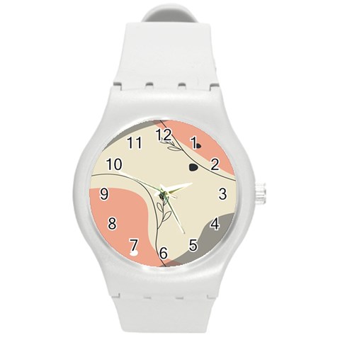 Pattern Line Art Texture Minimalist Design Round Plastic Sport Watch (M) from ZippyPress Front