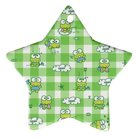 Frog Cartoon Pattern Cloud Animal Cute Seamless Ornament (Star) from ZippyPress Front