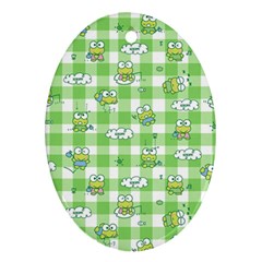Frog Cartoon Pattern Cloud Animal Cute Seamless Oval Ornament (Two Sides) from ZippyPress Front