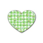 Frog Cartoon Pattern Cloud Animal Cute Seamless Rubber Heart Coaster (4 pack)