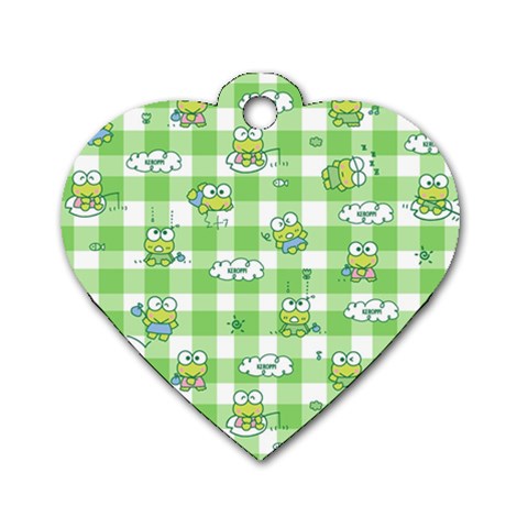 Frog Cartoon Pattern Cloud Animal Cute Seamless Dog Tag Heart (One Side) from ZippyPress Front