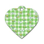 Frog Cartoon Pattern Cloud Animal Cute Seamless Dog Tag Heart (One Side)