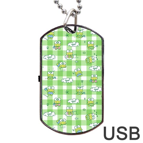 Frog Cartoon Pattern Cloud Animal Cute Seamless Dog Tag USB Flash (Two Sides) from ZippyPress Front