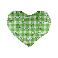 Frog Cartoon Pattern Cloud Animal Cute Seamless Standard 16  Premium Flano Heart Shape Cushions from ZippyPress Front