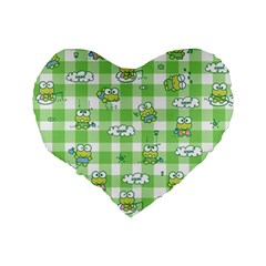 Frog Cartoon Pattern Cloud Animal Cute Seamless Standard 16  Premium Flano Heart Shape Cushions from ZippyPress Back