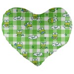 Frog Cartoon Pattern Cloud Animal Cute Seamless Large 19  Premium Flano Heart Shape Cushions