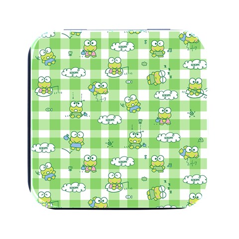 Frog Cartoon Pattern Cloud Animal Cute Seamless Square Metal Box (Black) from ZippyPress Front