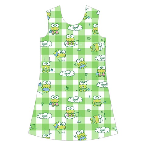 Frog Cartoon Pattern Cloud Animal Cute Seamless Kids  Short Sleeve Velvet Dress from ZippyPress Front